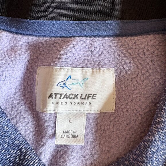 Attack Life Mens Blue Heathered V-Neck Pullover Long Sleeve Sz Large Sweatshirt - Picture 3 of 7